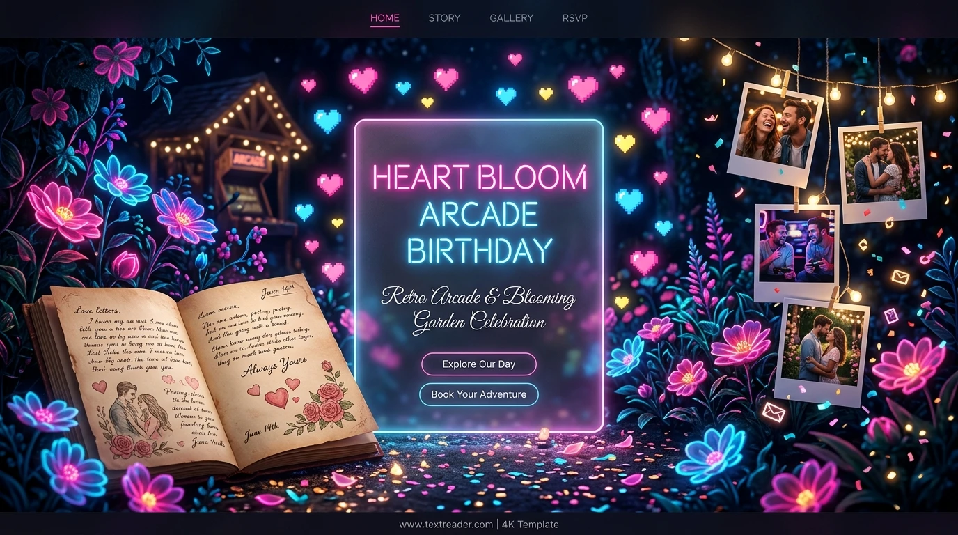 Heart Bloom Arcade Birthday